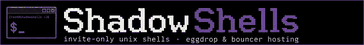 ShadowShells 728x90 banner, shown at half size